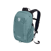 Teal Resolve™ 15L Endless Promise® Technical Daypack by NEMO Equipment, featuring padded shoulder straps, front zipper pocket, and logo on front. Lightweight, breathable pack ideal for day hikes. Shown on white background.
