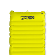The NEMO Equipment Astro™ Non-Insulated Lightweight Sleeping Pad features a bright yellow design with horizontal air chambers and the NEMO logo at the top, making it an ideal camping mattress for outdoor adventures.