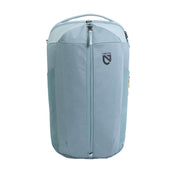 The NEMO Equipment Vantage™ 40L Endless Promise® Overnight Travel Backpack is a light blue, water-resistant bag with a top handle, two side pockets, and the NEMO logo—ideal for durable travel.