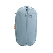 The NEMO Equipment Vantage™ 30L Endless Promise® Overnight Travel Backpack, in light blue, features a top handle, front zipper, and logo on the upper front. Water-resistant; photographed against a white background.