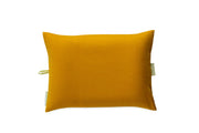 The NEMO Equipment Fillo™ Elite Ultralight Backpacking Pillow features PrimaLoft® insulation, a fabric tag, and a small side loop—ideal for cozy camping comfort—shown in ultralight yellow against a white background.