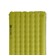 The NEMO Equipment Eclipse™ All-Season Lightweight Insulated Sleeping Pad is a green camping mattress with vertical air chambers and a top right valve, shown on a white background.
