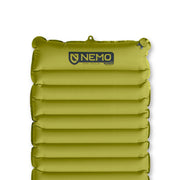 A top view of the NEMO Equipment Astro™ Insulated Lightweight Sleeping Pad, made from recycled polyester with horizontal air chambers for pillow support and the NEMO logo printed on it.