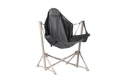 The NEMO Equipment Stargaze™ EVO-X Folding Reclining Camp Chair features a foldable, portable design with a gray fabric seat and light metal frame, offering luxury comfort for camping and displayed against a white background.