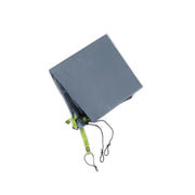 A folded NEMO Equipment Hornet OSMO™  Footprint, crafted from abrasion-resistant tarp with green straps and black cords attached, is shown on a white background.