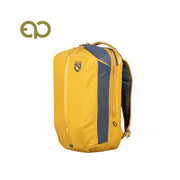 The NEMO Equipment Vantage™ 20L Endless Promise® Everyday Adventure Daypack, in yellow and gray with top handle, shoulder straps, water-resistant design, and NEMO logo, is shown on a white background with a green graphic logo.