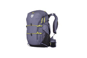 The NEMO Equipment Persist™ Women's 30L Endless Promise® All-Adventure Backpack, in gray with lime green accents, is crafted from sustainable materials. Designed for mountain adventurers, it offers multiple compartments and adjustable straps for the ideal outdoor journey pack.