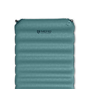 The NEMO Equipment Flyer™ Cloud Self-Inflating Sleeping Pad features a teal hexagonal pattern and logo, ideal for backcountry camping, and is shown on a white background.